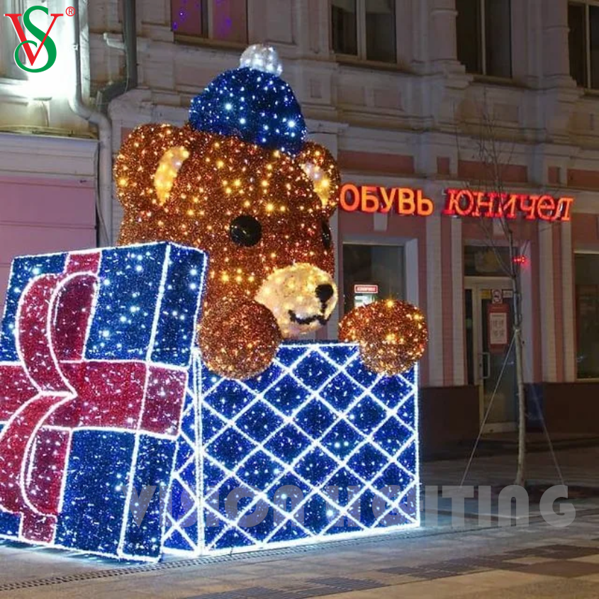 LED Bear Light Giant 3D Teddy Bear Motif Lights لزينة عيد الميلاد في الهواء الطلق