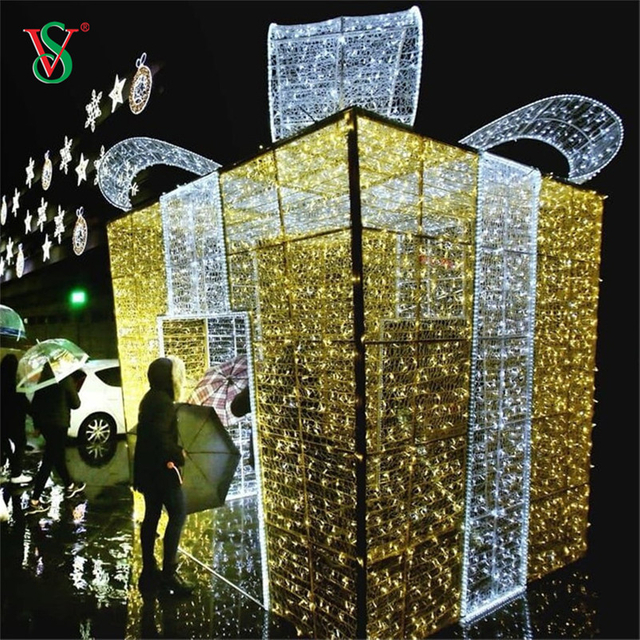 LED 3D Gift Box Present Light Motif Light لتزيين عطلة عيد الميلاد