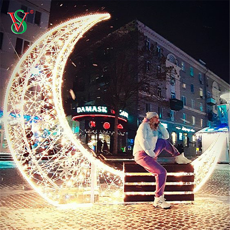 LED 3D Moon Star Motif Light for Ramadan Mubarak Eid Holiday Decoration