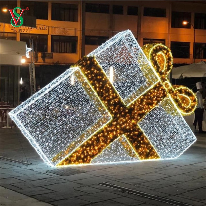 LED 3D Gift Box Present Light Motif Light لتزيين عطلة عيد الميلاد