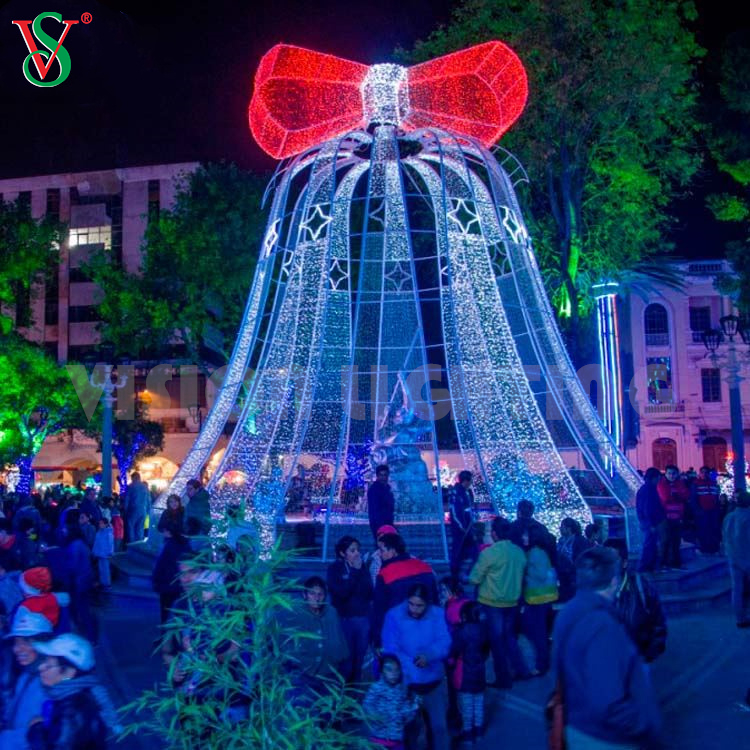العملاق في الهواء الطلق مضاءة بيل جرس تجاري LED الإضاءة الزخارف لعيد الميلاد