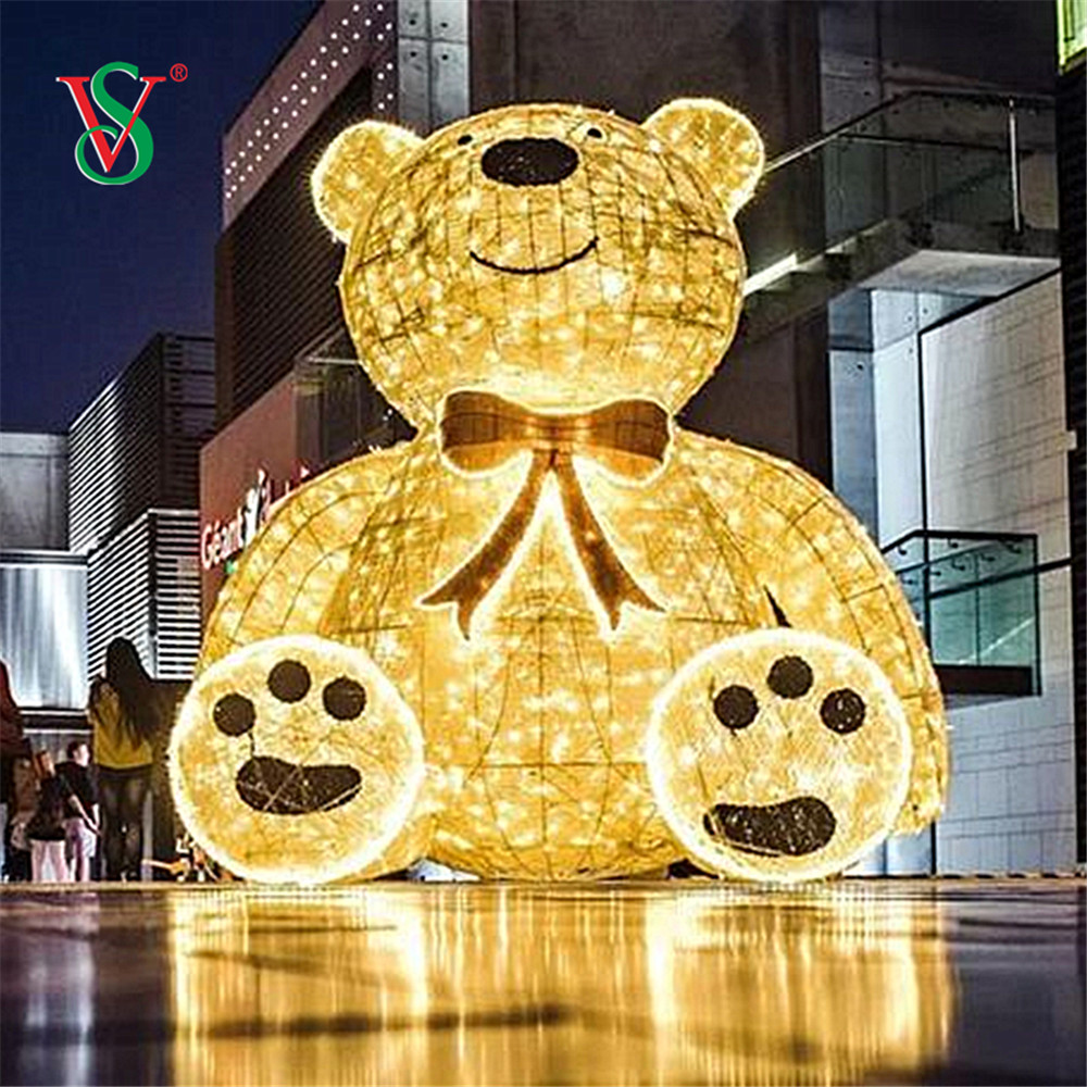 LED Outdoor Bear Light Giant 3D Sculpture Teddy Bear Motif Lights for Mall