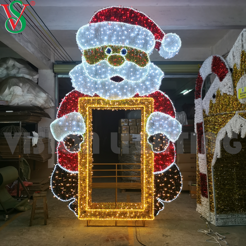 Luces de Navidad في الهواء الطلق زخرفة عيد الميلاد LED LED 2D و 3D الصورة الإطار مصابيح زخارف