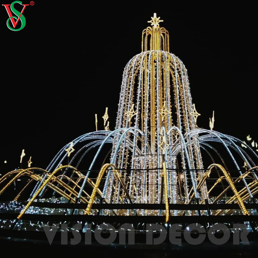 3D LED ضوء نافورة النحت النحت لزخارف المناظر الطبيعية في الهواء الطلق