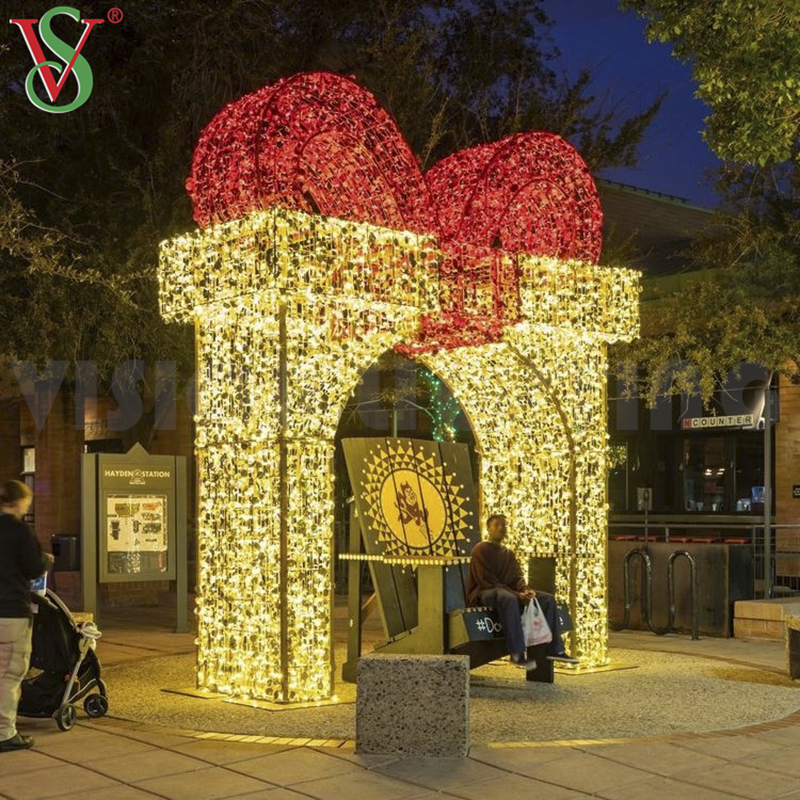 Navidad Luces في الهواء الطلق نفق متوهج LED إضاءة القوس الإضاءة الزخارف لعرض عيد الميلاد
