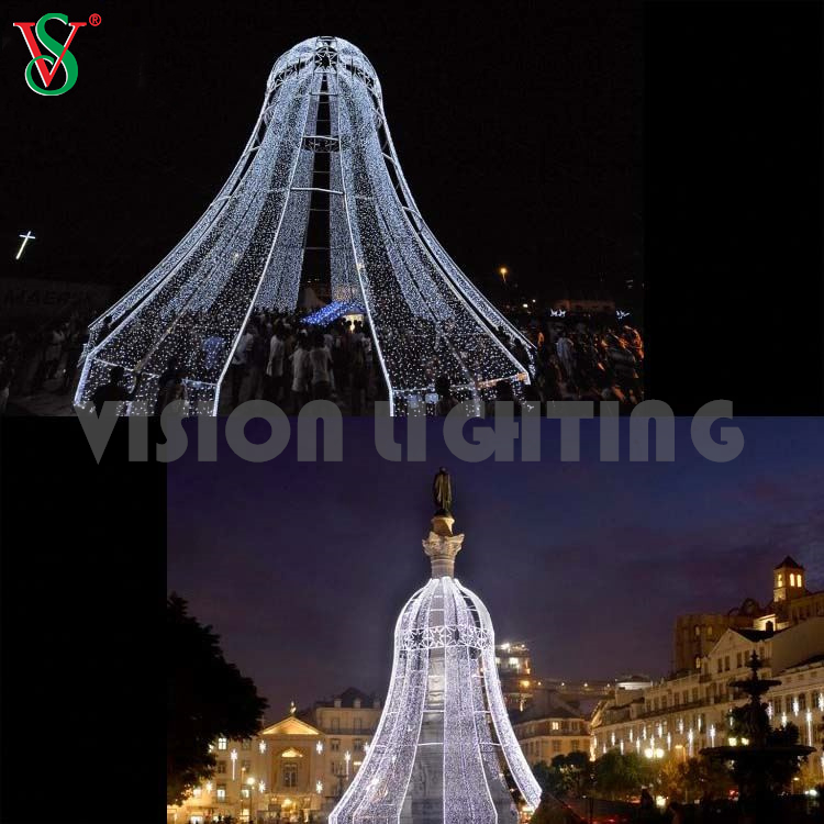 العملاق في الهواء الطلق مضاءة بيل جرس تجاري LED الإضاءة الزخارف لعيد الميلاد