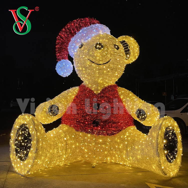 LED Outdoor Bear Light Giant 3D Sculpture Teddy Bear Motif Lights for Mall
