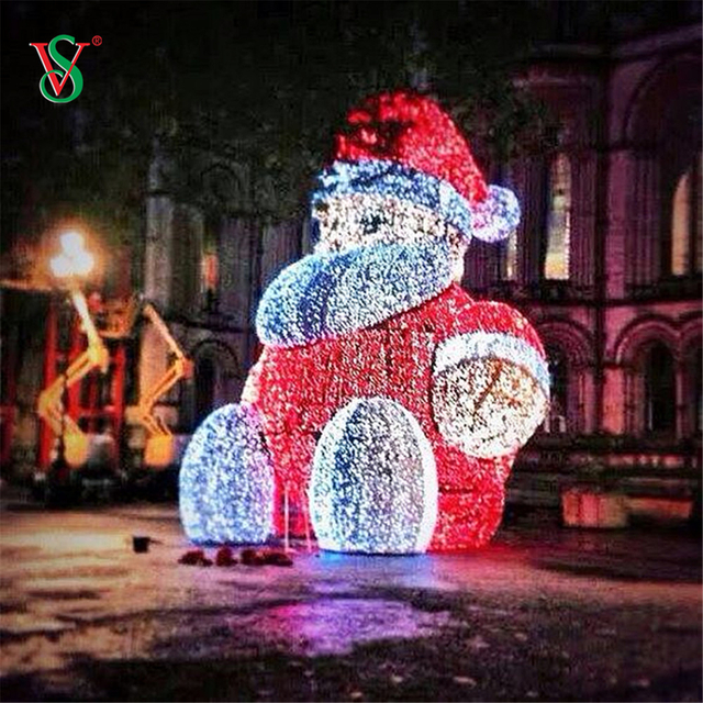 التزلج ثلاثي الأبعاد في الهواء الطلق يجلس أضواء زخارف سانتا كلوز لقضاء عطلة عيد الميلاد