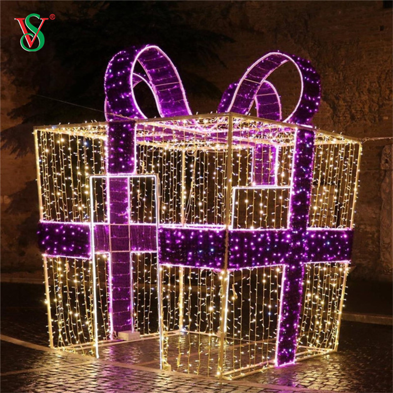 LED 3D Gift Box Present Light Motif Light لتزيين عطلة عيد الميلاد