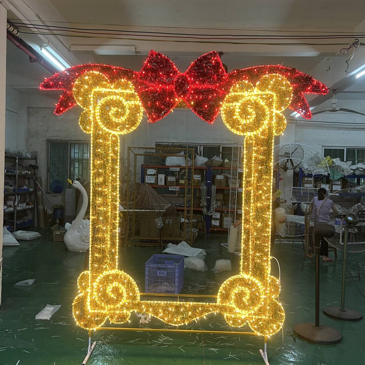 Luces de Navidad في الهواء الطلق زخرفة عيد الميلاد LED LED 2D و 3D الصورة الإطار مصابيح زخارف