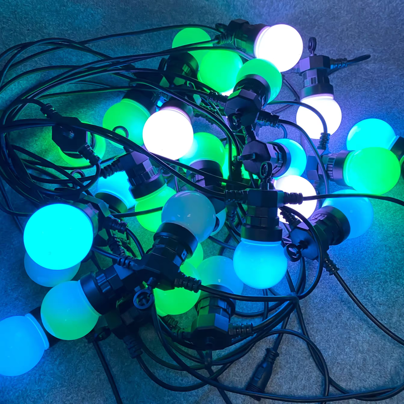 في الهواء الطلق 50 مم لمبة WS2811 DMX/SPI Festoon Belt Lights سلسلة الكرة القابلة للبرمجة لعيد الميلاد
