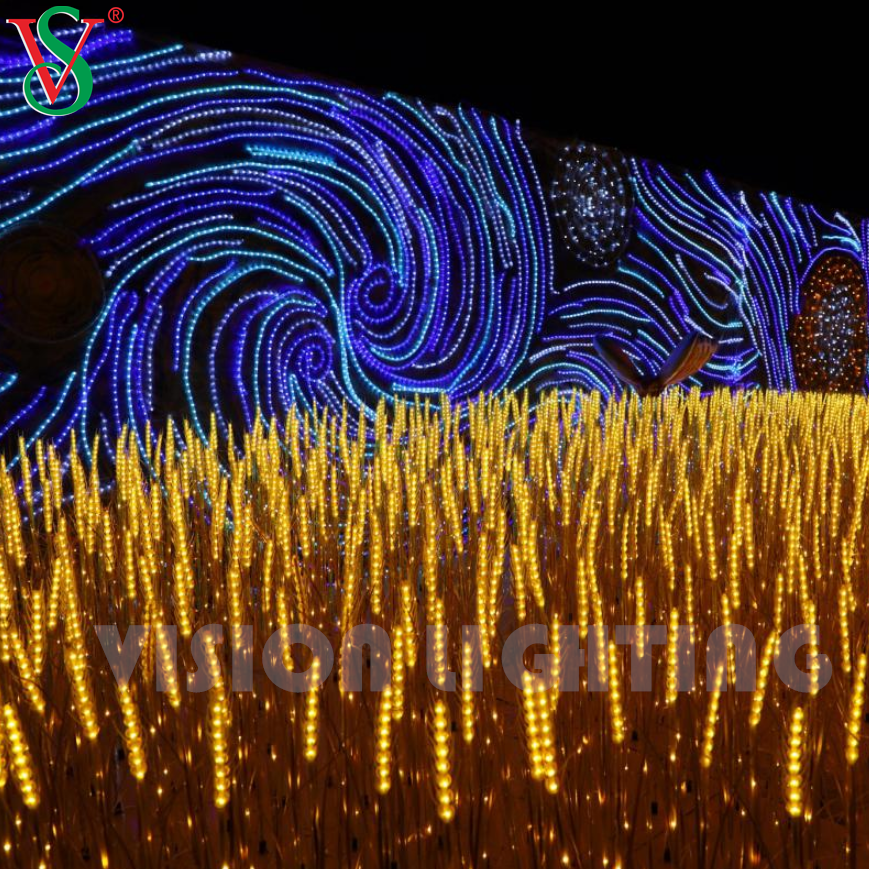 مصباح نبات القمح النابض بالحياة لزهرة المناظر الطبيعية في الهواء الطلق