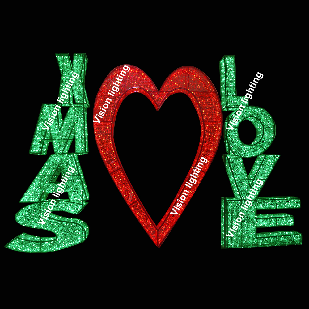 الديكور في الهواء الطلق المناظر الطبيعية IP65 عالية الجودة 3D النحت بقيادة عيد الميلاد عطلة عزر ضوء الرسالة