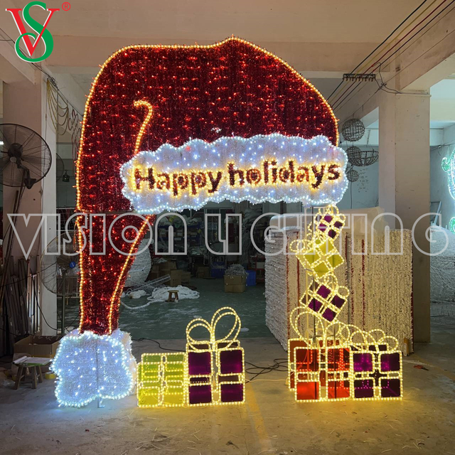 Luces de Navidad في الهواء الطلق زخرفة عيد الميلاد LED LED 2D و 3D الصورة الإطار مصابيح زخارف