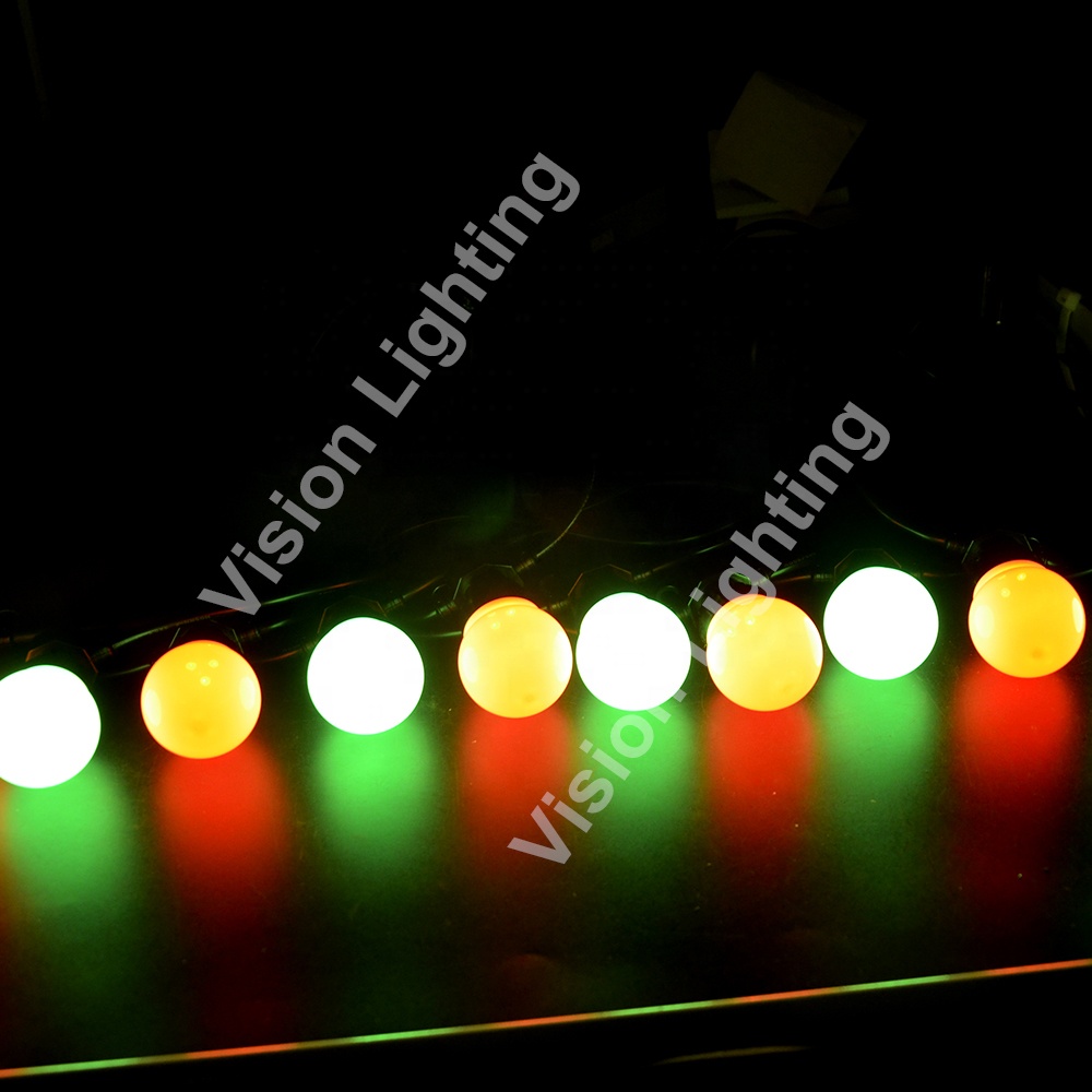 في الهواء الطلق 50 مم لمبة WS2811 DMX/SPI Festoon Belt Lights سلسلة الكرة القابلة للبرمجة لعيد الميلاد