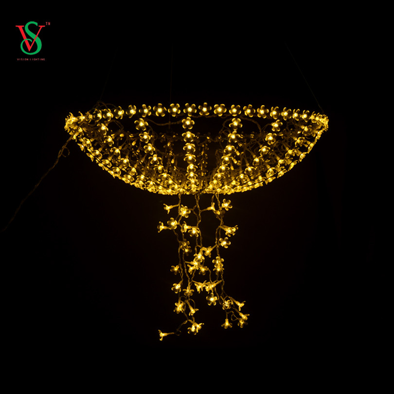 ضوء متحرك لتزيين شارع الكريسماس الصمام ساكورا مظلة عزر الخفيفة 