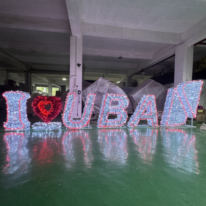 New Year Sign Sign Board Outdoor 3D Sculpture Motif Lights for New Year Decoration