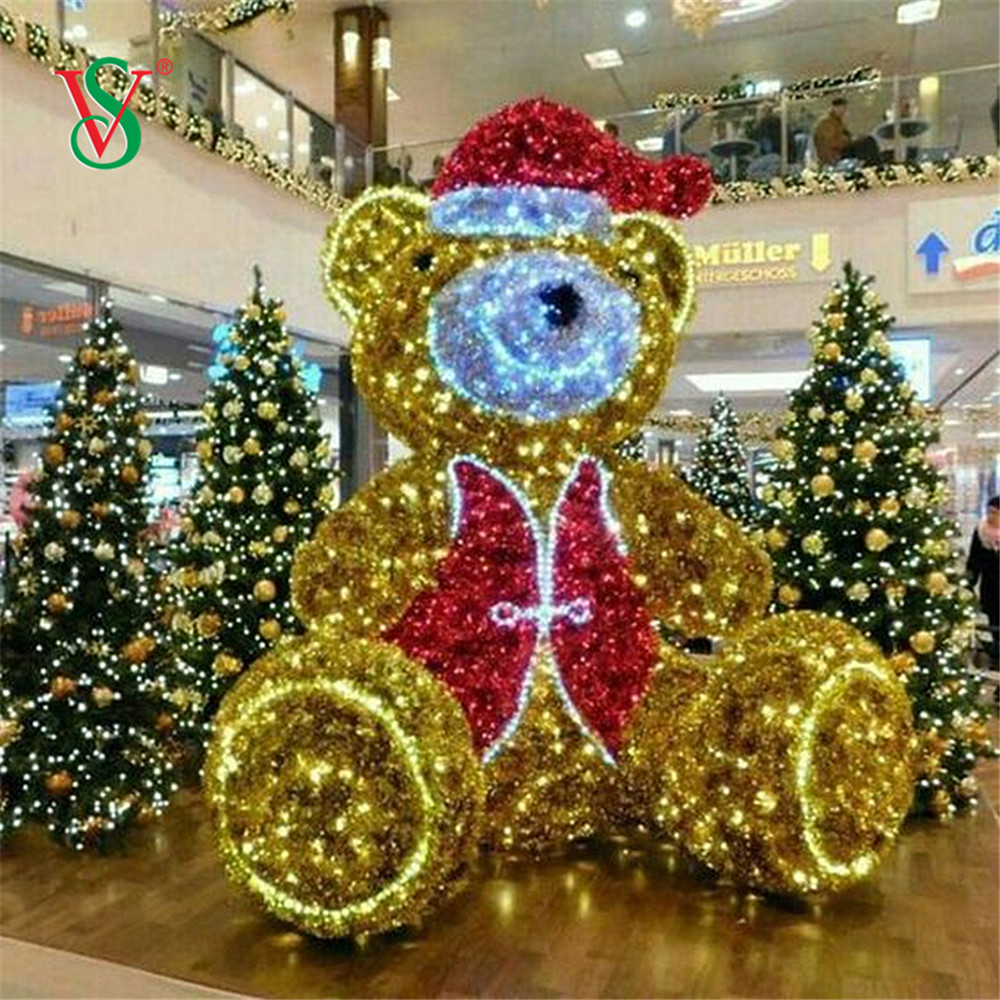 LED Outdoor Bear Light Giant 3D Sculpture Teddy Bear Motif Lights for Mall
