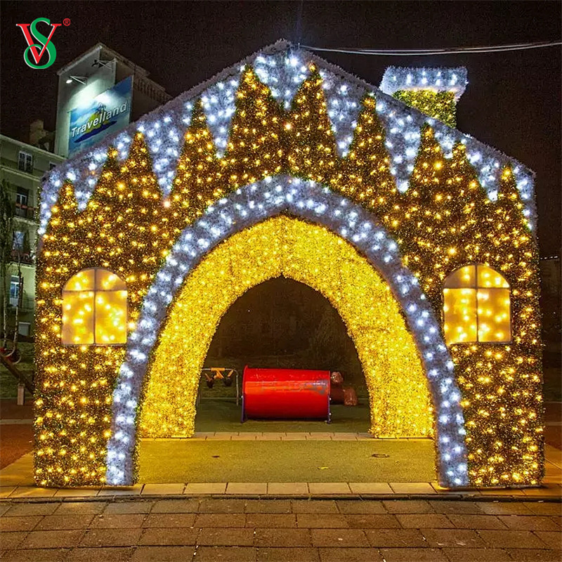 في الهواء الطلق كبير LED 3D الزنجبيل البيت عزر الخفيفة لعرض ضوء عيد الميلاد