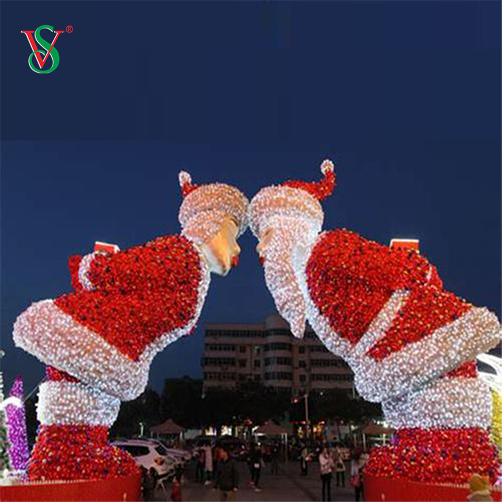 التزلج ثلاثي الأبعاد في الهواء الطلق يجلس أضواء زخارف سانتا كلوز لقضاء عطلة عيد الميلاد