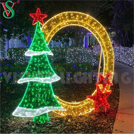 Luces de Navidad في الهواء الطلق زخرفة عيد الميلاد LED LED 2D و 3D الصورة الإطار مصابيح زخارف