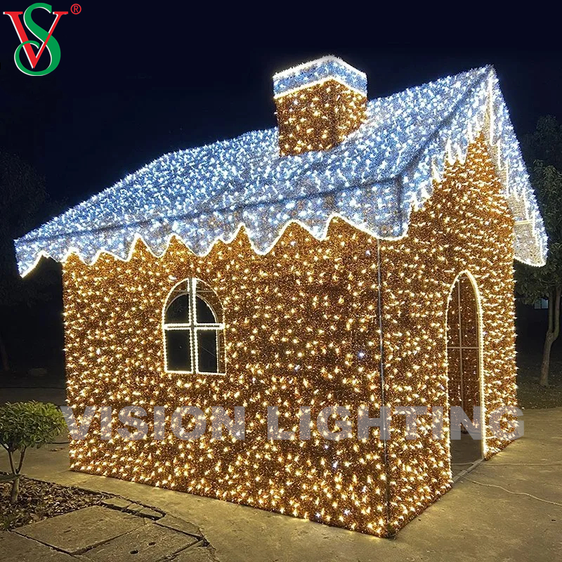 مصابيح زخارف عيد الميلاد ثلاثية الأبعاد في الهواء الطلق مصباح زخارف مصباح الخبز الزنجبيل المضيء