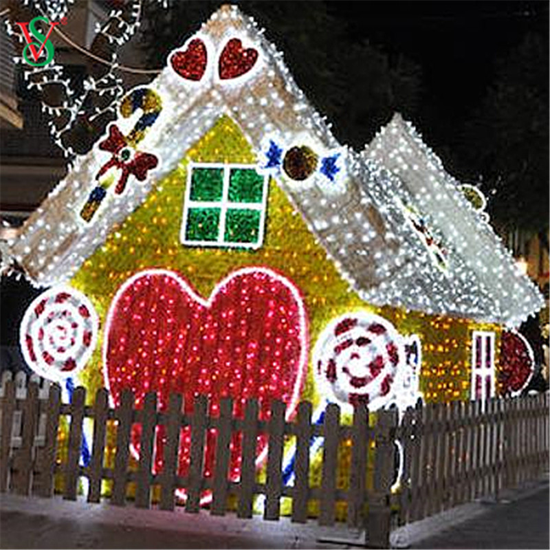 في الهواء الطلق كبير LED 3D الزنجبيل البيت عزر الخفيفة لعرض ضوء عيد الميلاد