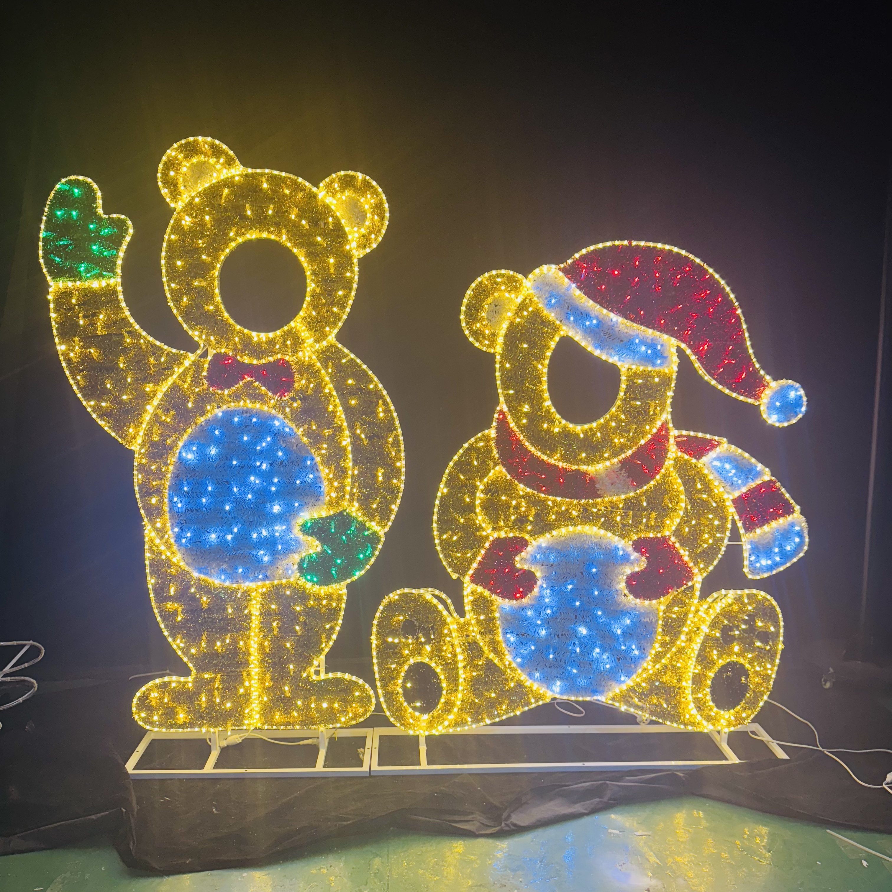 Luces de Navidad في الهواء الطلق زخرفة عيد الميلاد LED LED 2D و 3D الصورة الإطار مصابيح زخارف
