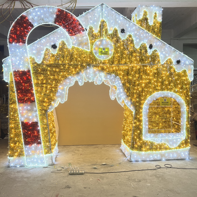 مصابيح زخارف عيد الميلاد ثلاثية الأبعاد في الهواء الطلق مصباح زخارف مصباح الخبز الزنجبيل المضيء