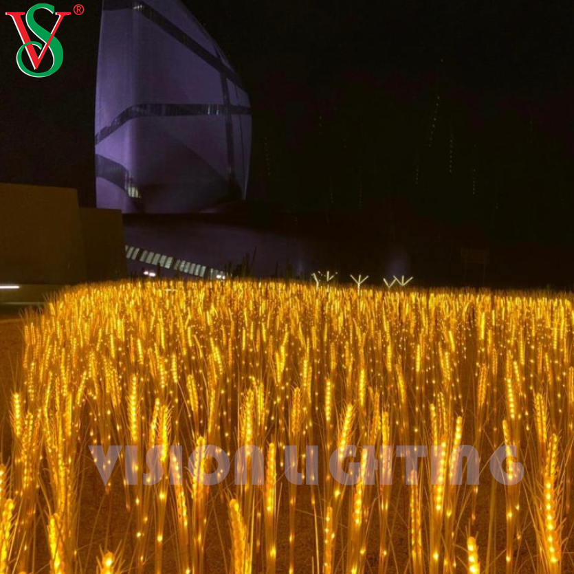 مصباح نبات القمح النابض بالحياة لزهرة المناظر الطبيعية في الهواء الطلق