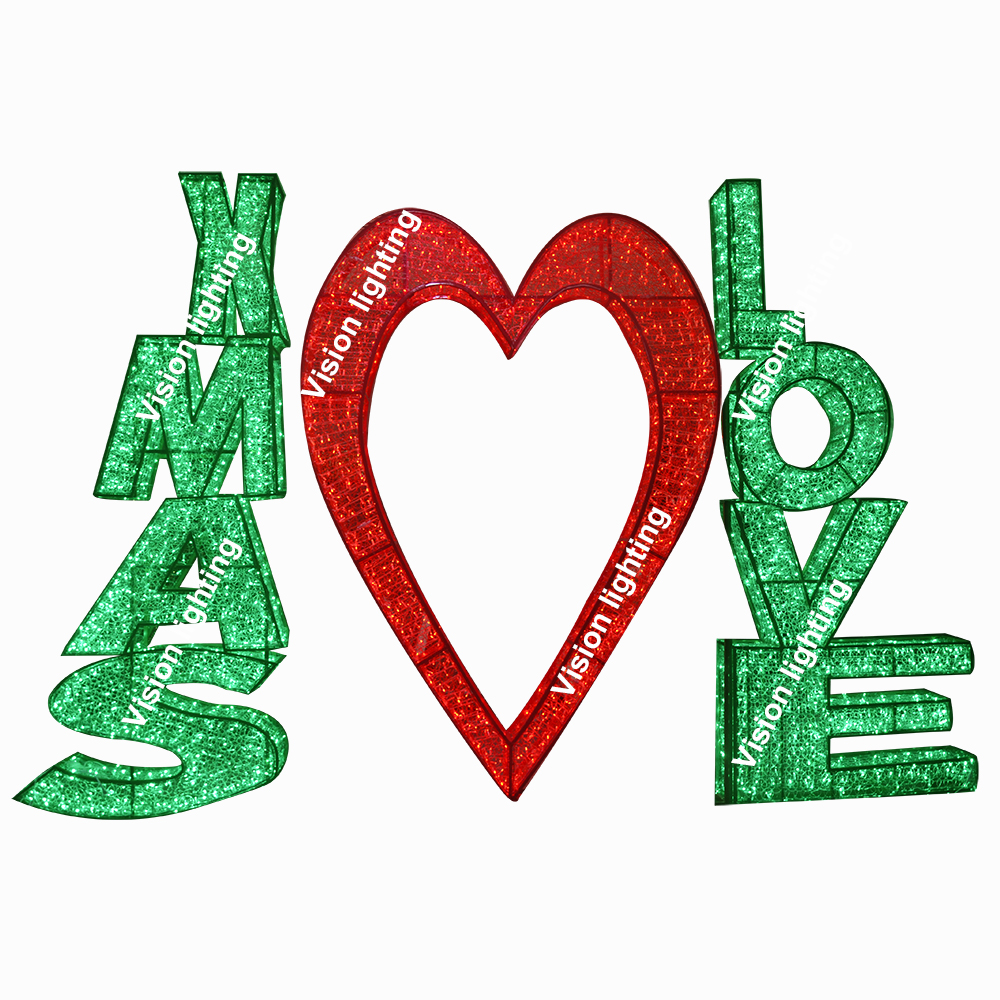 الديكور في الهواء الطلق المناظر الطبيعية IP65 عالية الجودة 3D النحت بقيادة عيد الميلاد عطلة عزر ضوء الرسالة